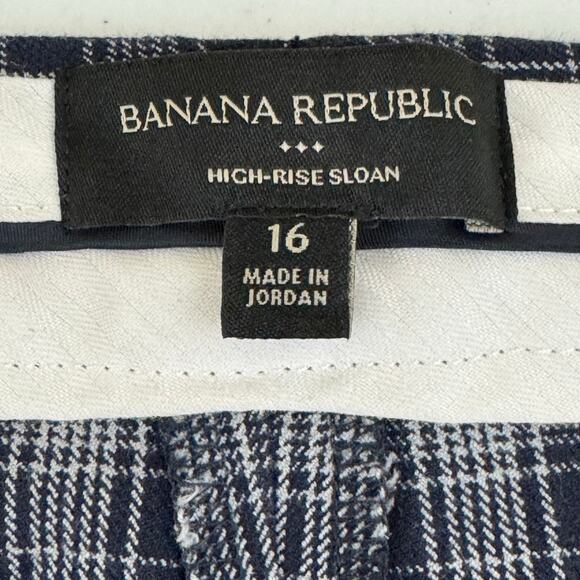 Banana Republic Factory Pants Womens 16 Sloan High Rise Blue White Check Career - Picture 5 of 12